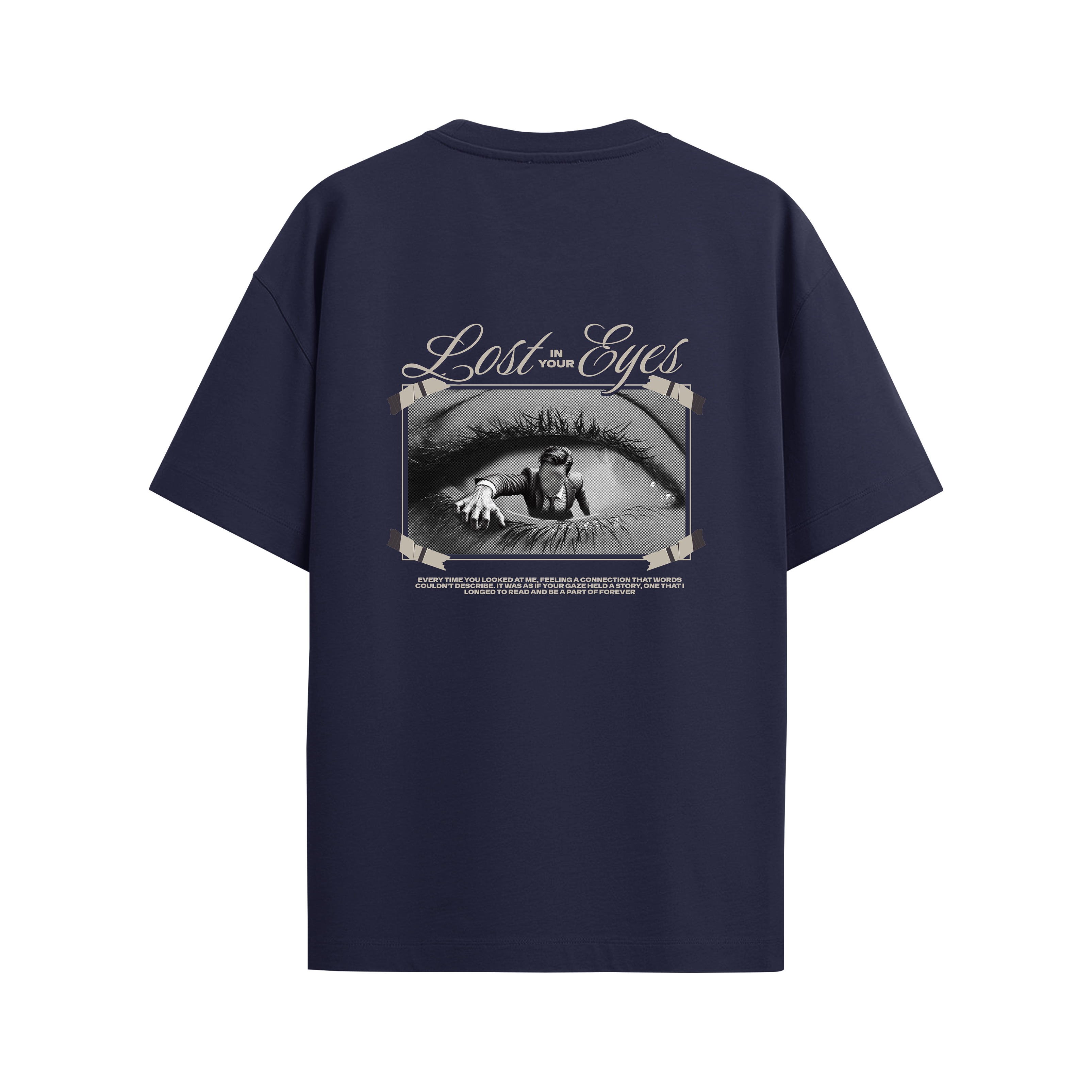 LOST IN EYES NAVY OVERSIZED T-SHIRT