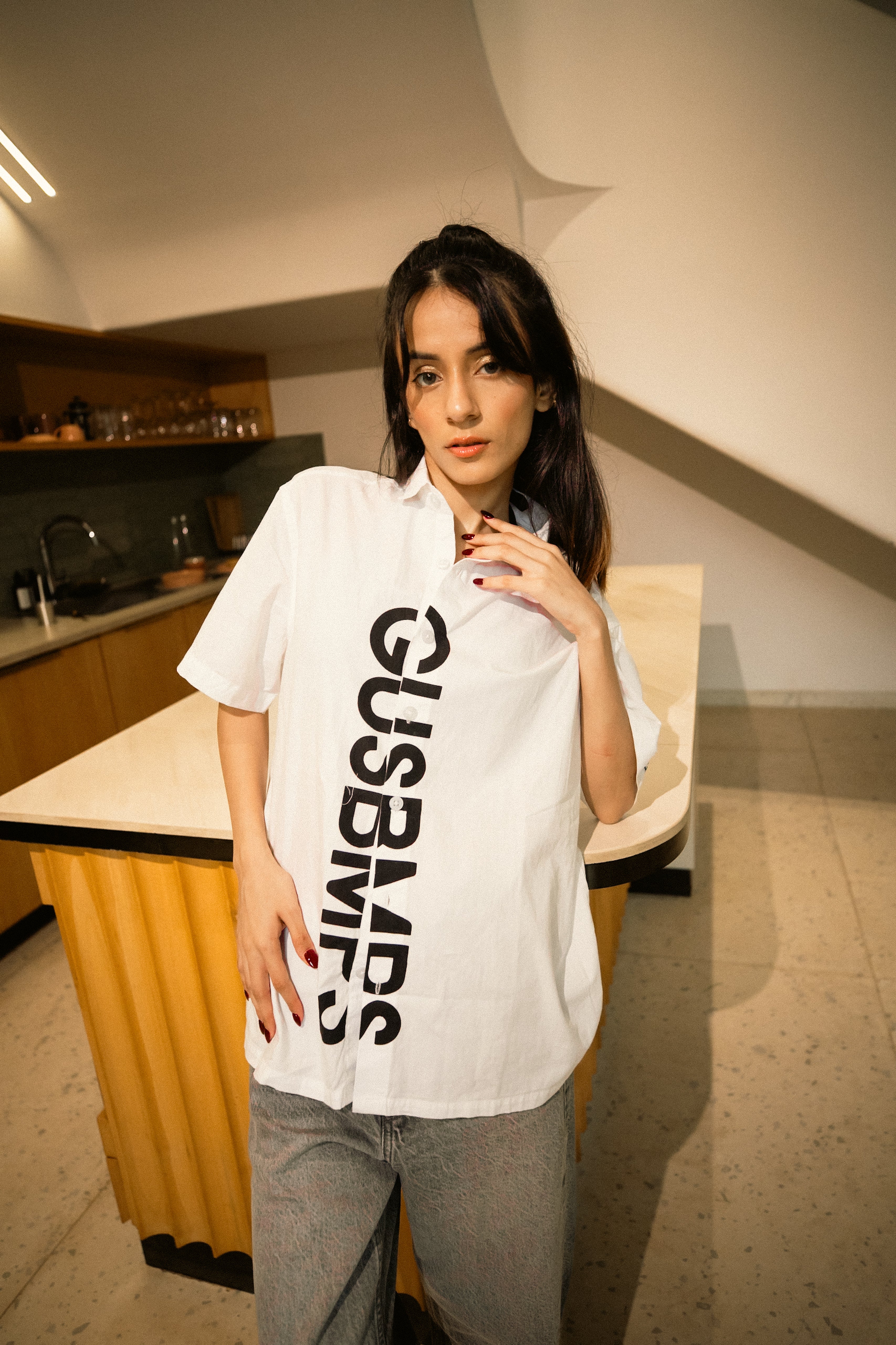 GUSBMPS WHITE SIGNATURE SHIRT